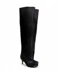 Stivale alto al ginocchio con tacco quadrato in pelle nero - Mersia Evolution SQUARE