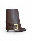Tronchetto con cinturone in pelle marrone - Penelope