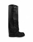 Bottines Harley noires à revers en cuir