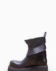 Black leather low amphibian with straps - Kessy Low