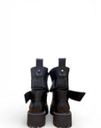 Black leather low amphibian with straps - Kessy Low