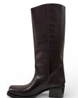 Stivale alto con punta quadrata in pelle nero - Melissa