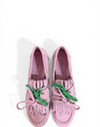 Mocassino con frange in camoscio rosa - Velvet