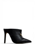 Sabots en cuir noir et détail doré - Charlotte