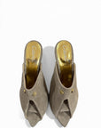 Peep-toe taupe suede clogs - Elizabeth