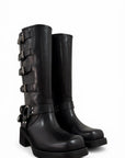 Anfibio con fibbie in pelle nero - Giuly