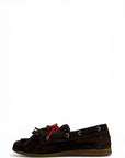Dark brown suede fringed loafer - Velvet