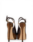 Sandalo spuntato con tacco in pelle marrone - Bea