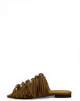 Suede and leather fringed slipper - Mina