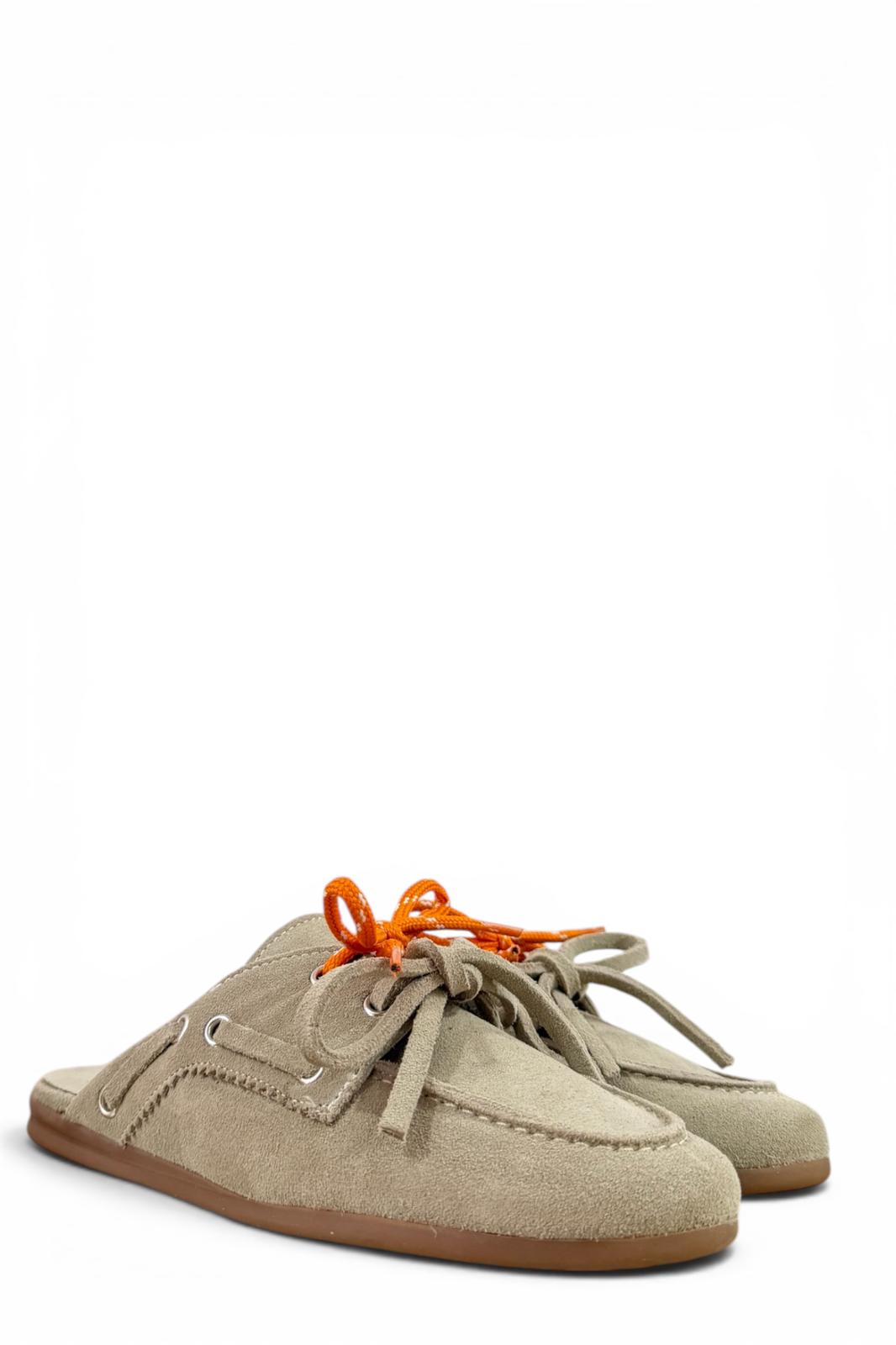 Suede Lace-up Clogs - Hanna