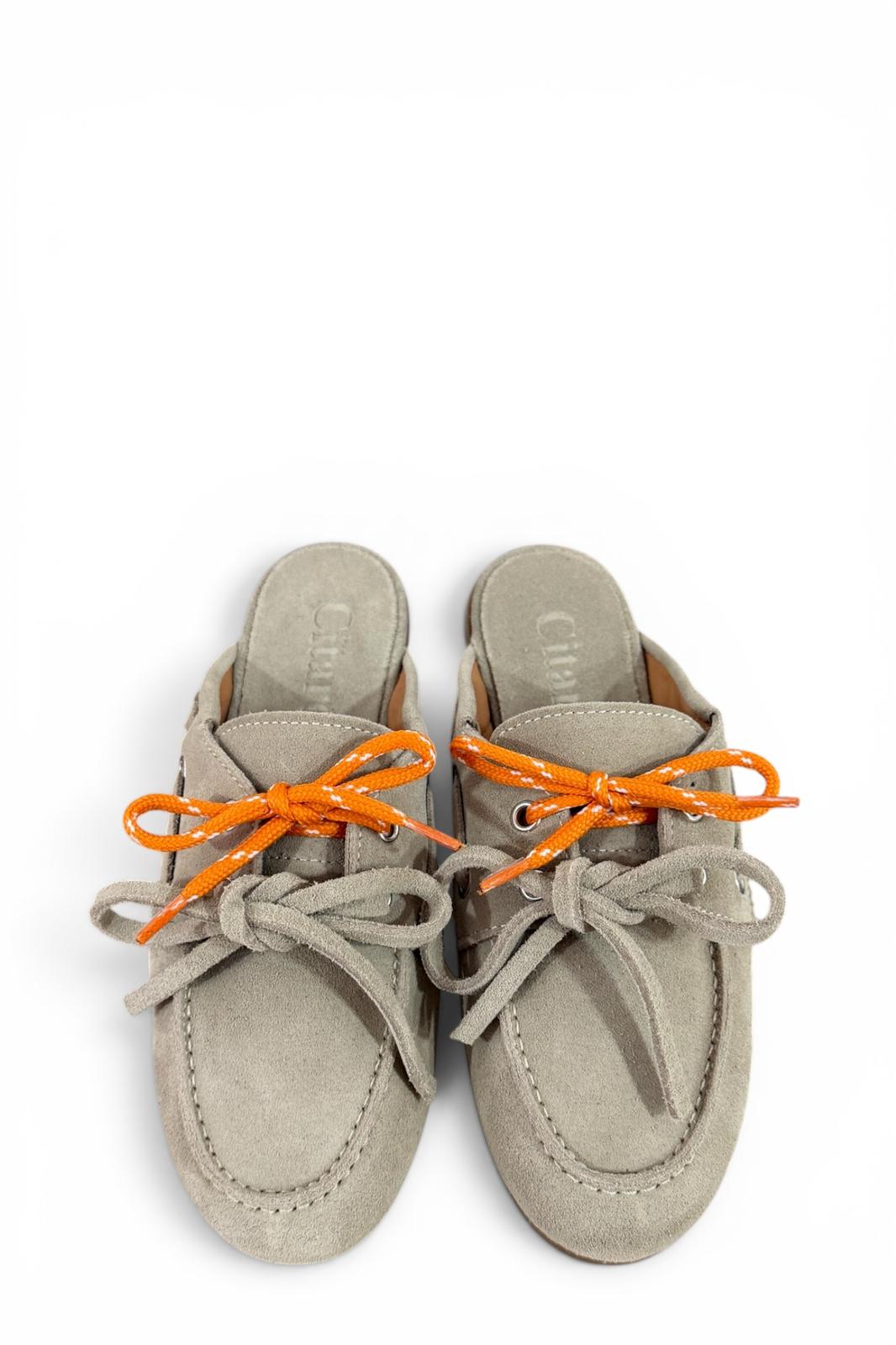 Suede Lace-up Clogs - Hanna