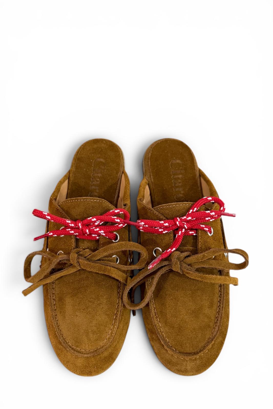 Suede Lace-up Clogs - Hanna