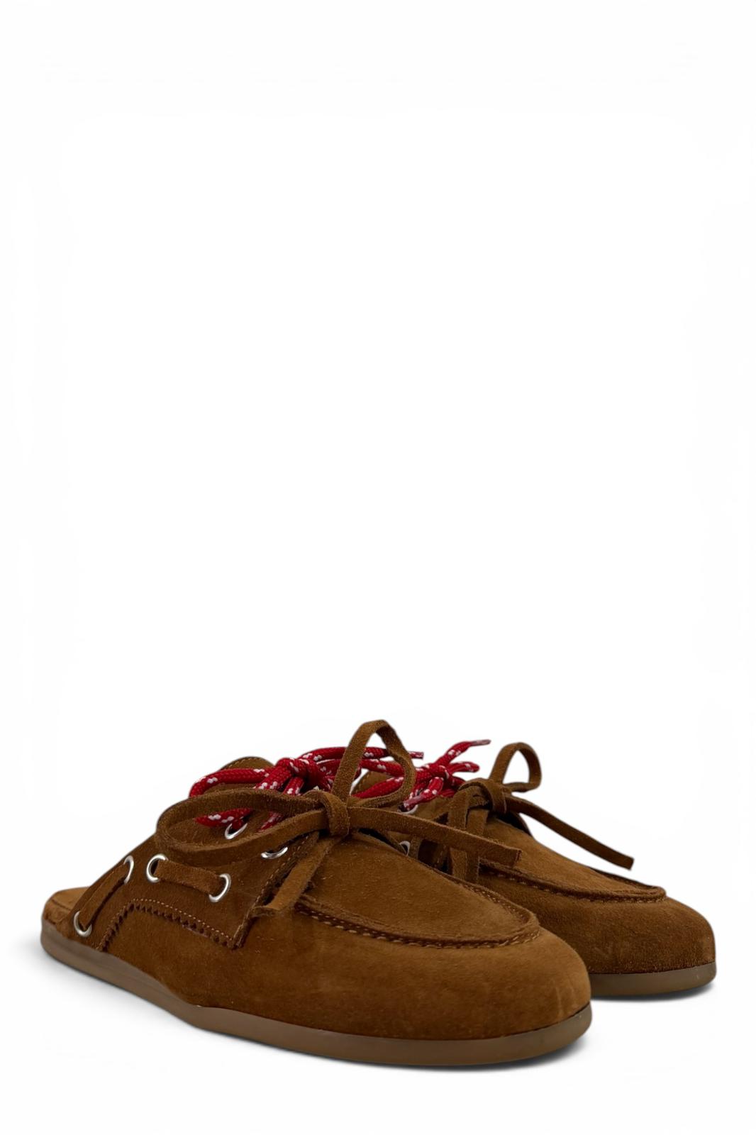 Suede Lace-up Clogs - Hanna