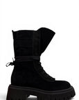 Amphibian boot with black leather and suede pocket - Maya