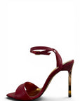 Sandalo a punta con tacco in pelle rosso - Francy