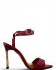 Sandalo a punta con tacco in pelle rosso - Francy