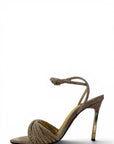 Sandalo a fascia con tacco in camoscio taupe - Kiwi
