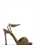 Sandalo a fascia con tacco in camoscio taupe - Kiwi
