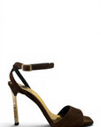 Sandalo con tacco in camoscio marrone - Zoe