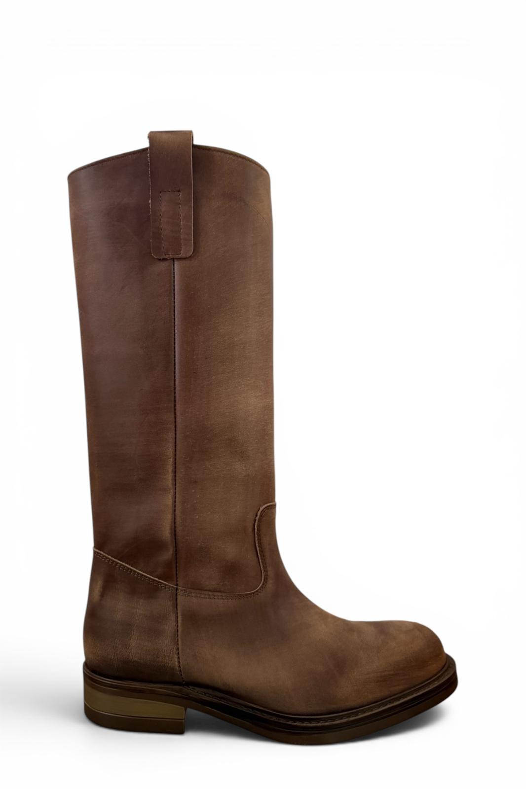 Stivale alto con bande laterali in nabuk taupe - Marty