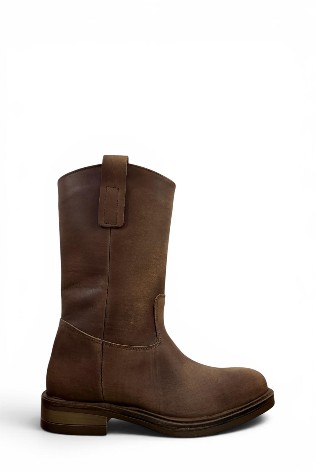 Stivaletto con bande laterali in pelle taupe - Marty low