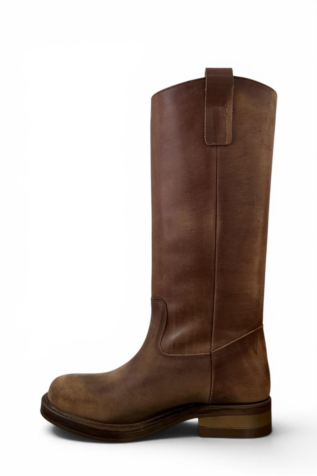 Stivale alto con bande laterali in nabuk taupe - Marty
