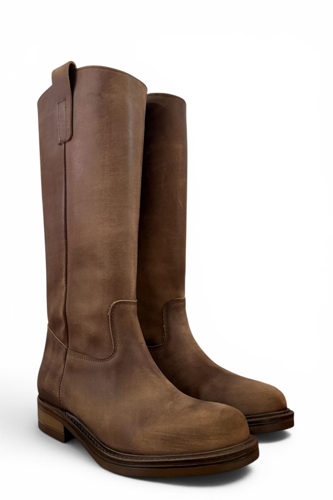 Stivale alto con bande laterali in nabuk taupe - Marty