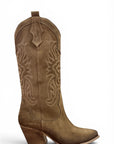 Texano con ricami in camoscio talpa - Kira