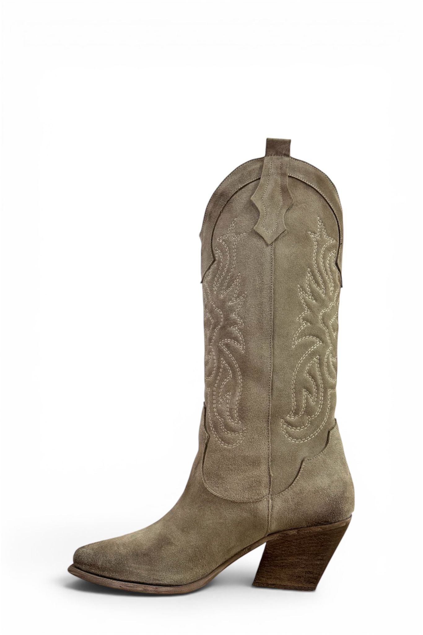 Texano con ricami in camoscio beige - Kira