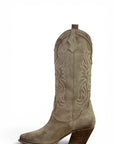 Texano con ricami in camoscio beige - Kira