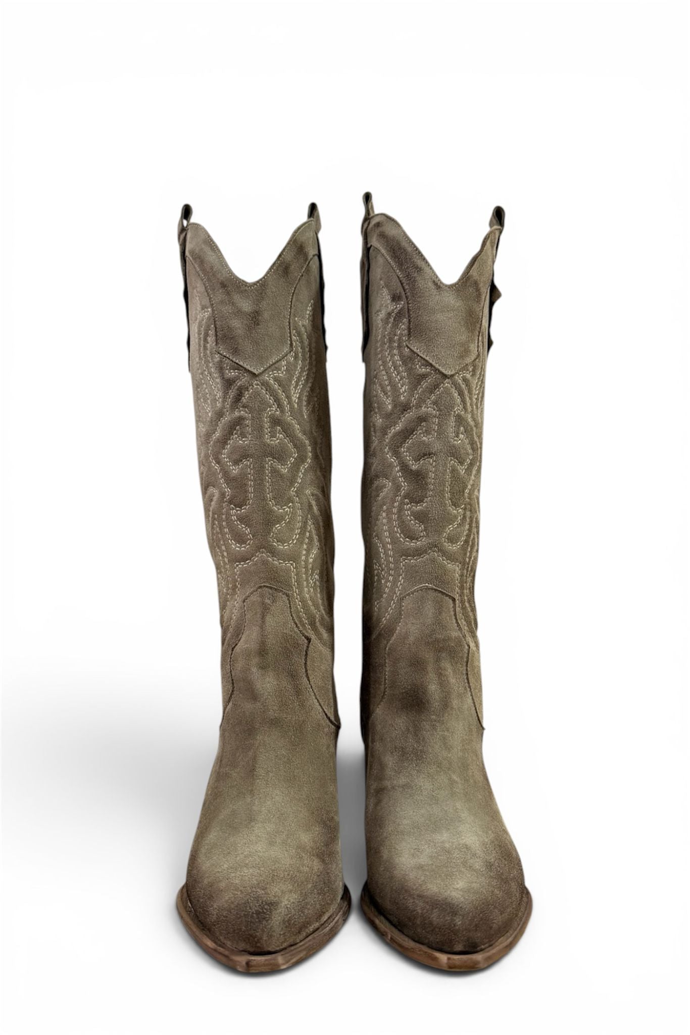 Texano con ricami in camoscio beige - Kira