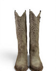 Texano con ricami in camoscio beige - Kira