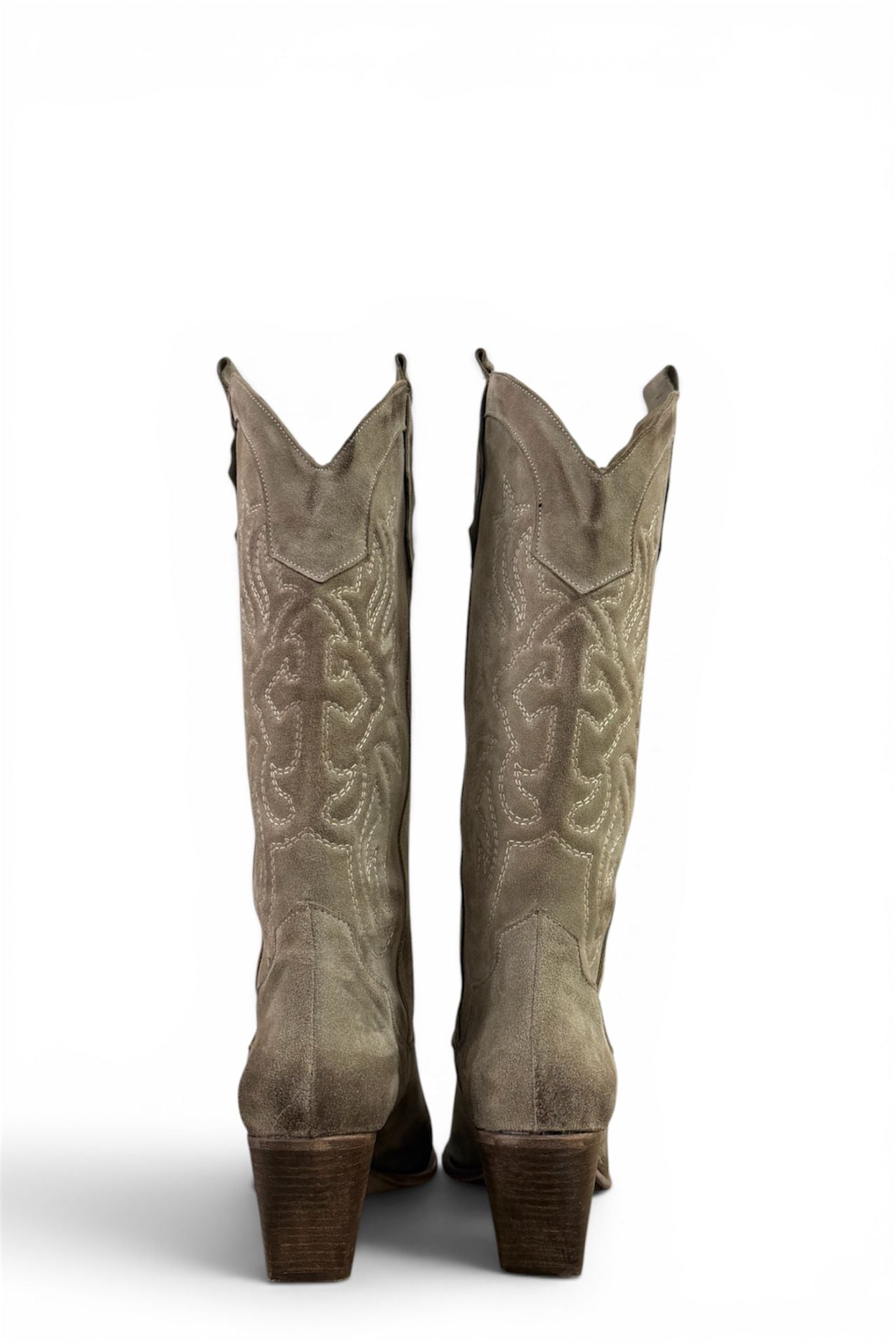 Texano con ricami in camoscio beige - Kira
