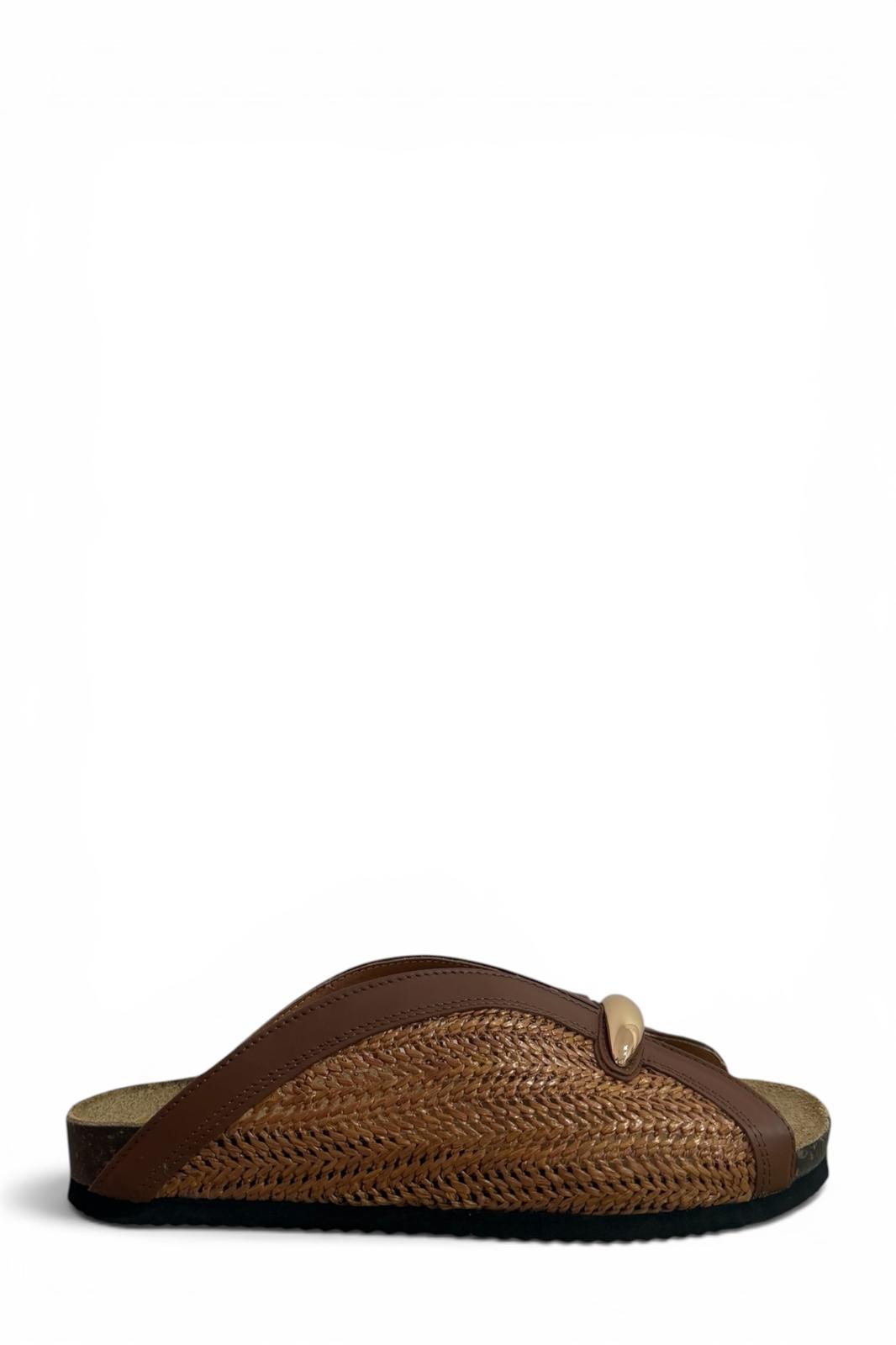 Sabot in raffia con dettaglio oro - Allis