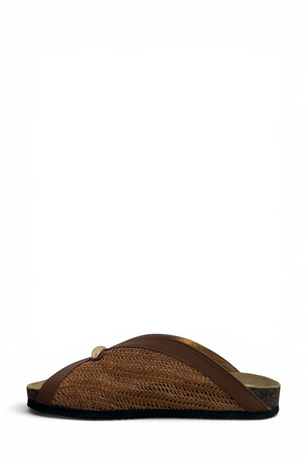 Sabot in raffia con dettaglio oro - Allis