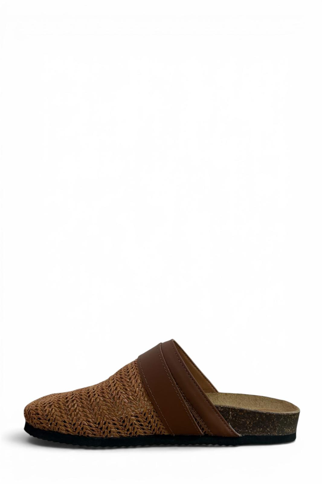 Sabot con fibbia in raffia cuoio - Aida