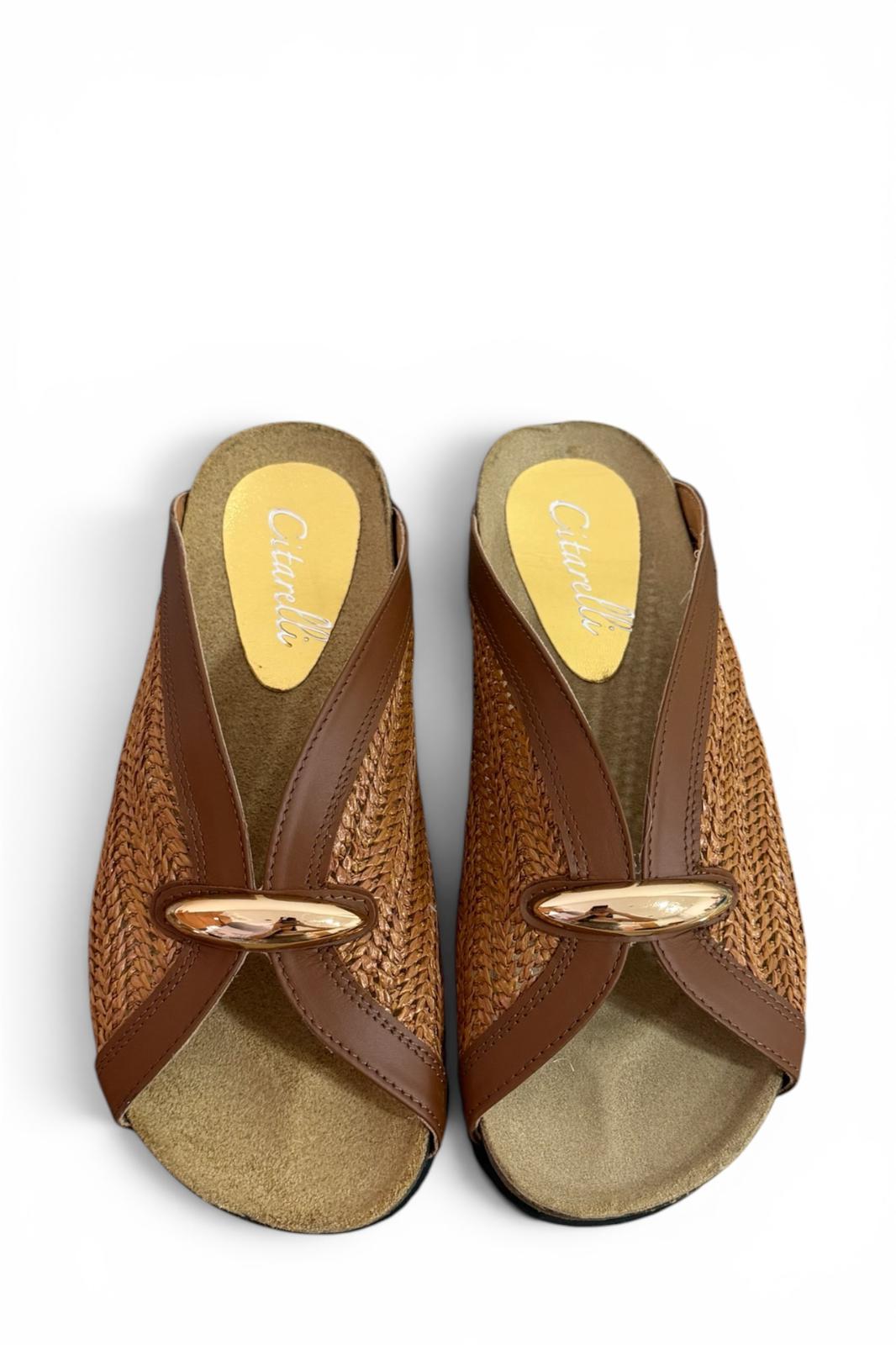 Sabot in raffia con dettaglio oro - Allis