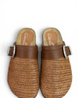 Sabot con fibbia in raffia cuoio - Aida