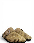 Sabot con fibbia in raffia beige - Aida