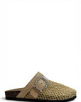 Sabot con fibbia in raffia beige - Aida