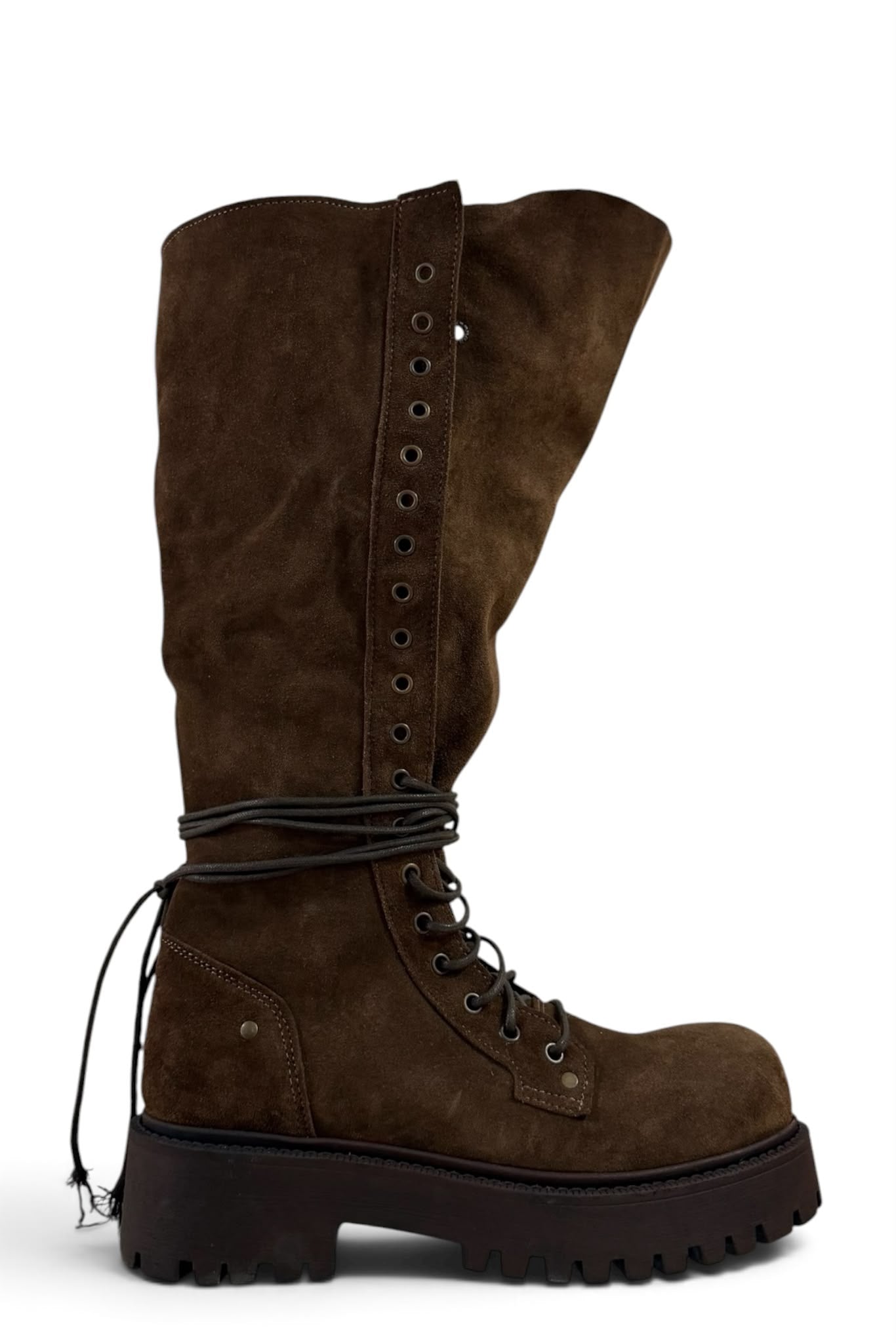 Anfibio alto in camoscio marrone - Clarissa PRE ORDER