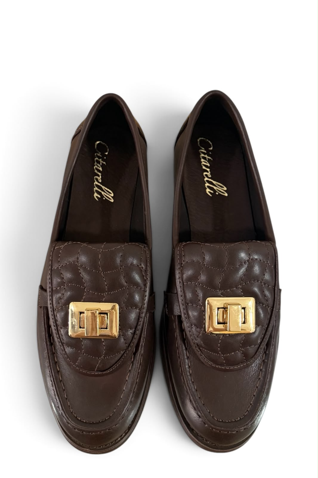 Mocassino con dettaglio oro in pelle marrone - Audrey PRE ORDER