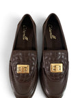 Mocassino con dettaglio oro in pelle marrone - Audrey PRE ORDER