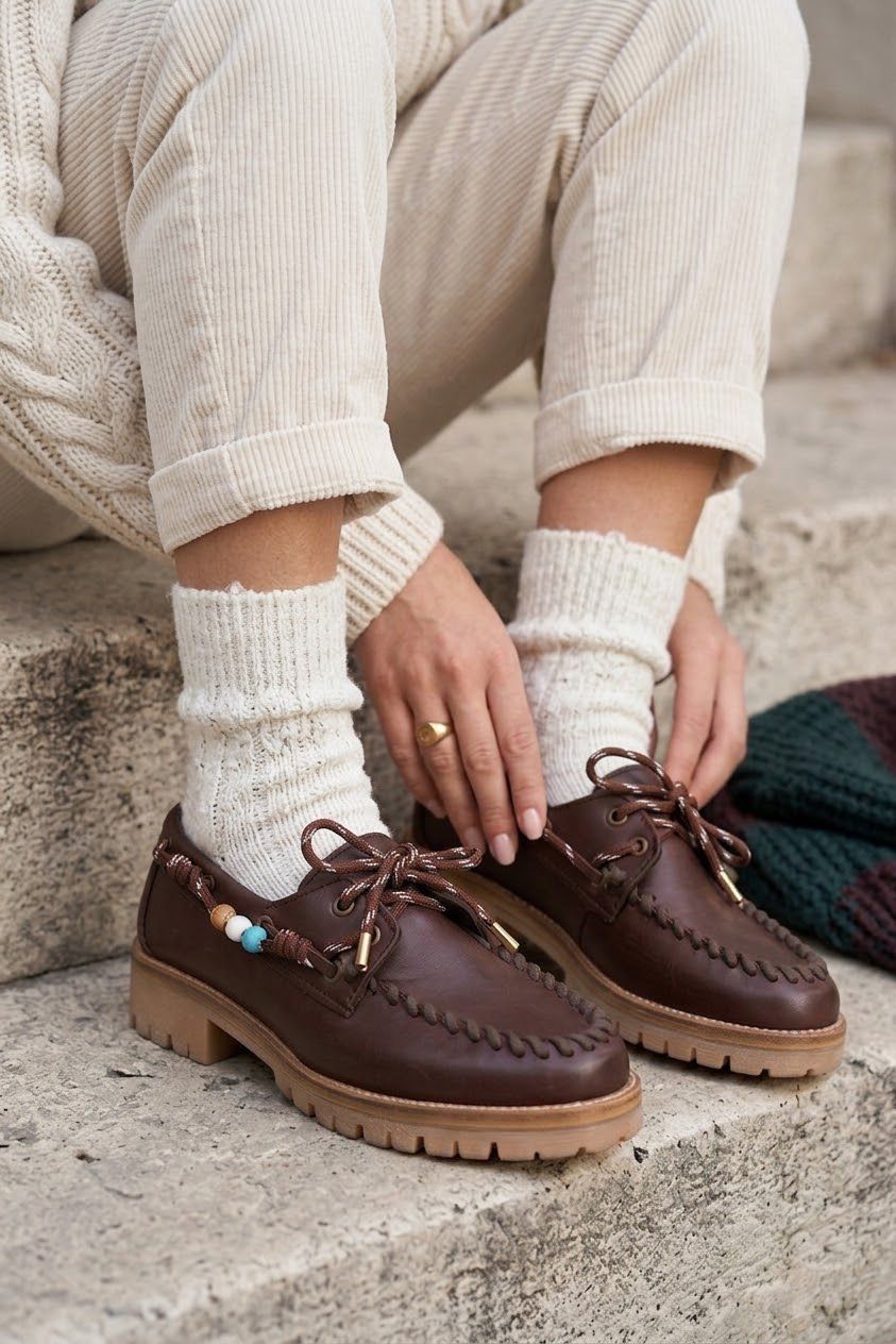 Mocassino in pelle marrone - Ally