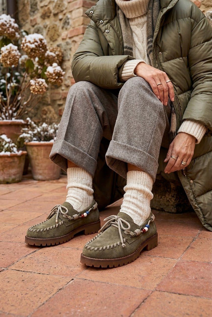 Mocassino in camoscio taupe - Ally
