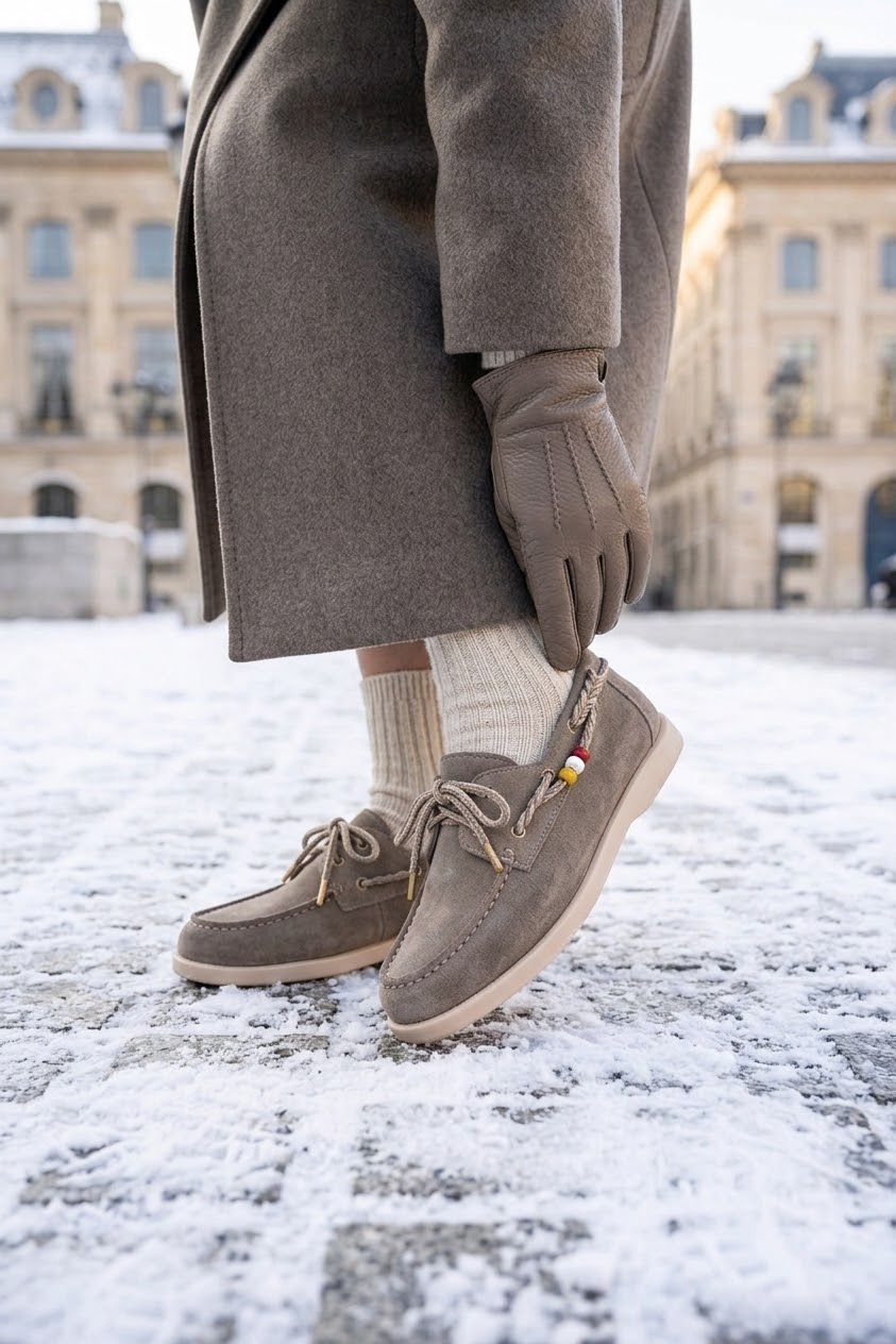 Mocassino in camoscio taupe - Amy