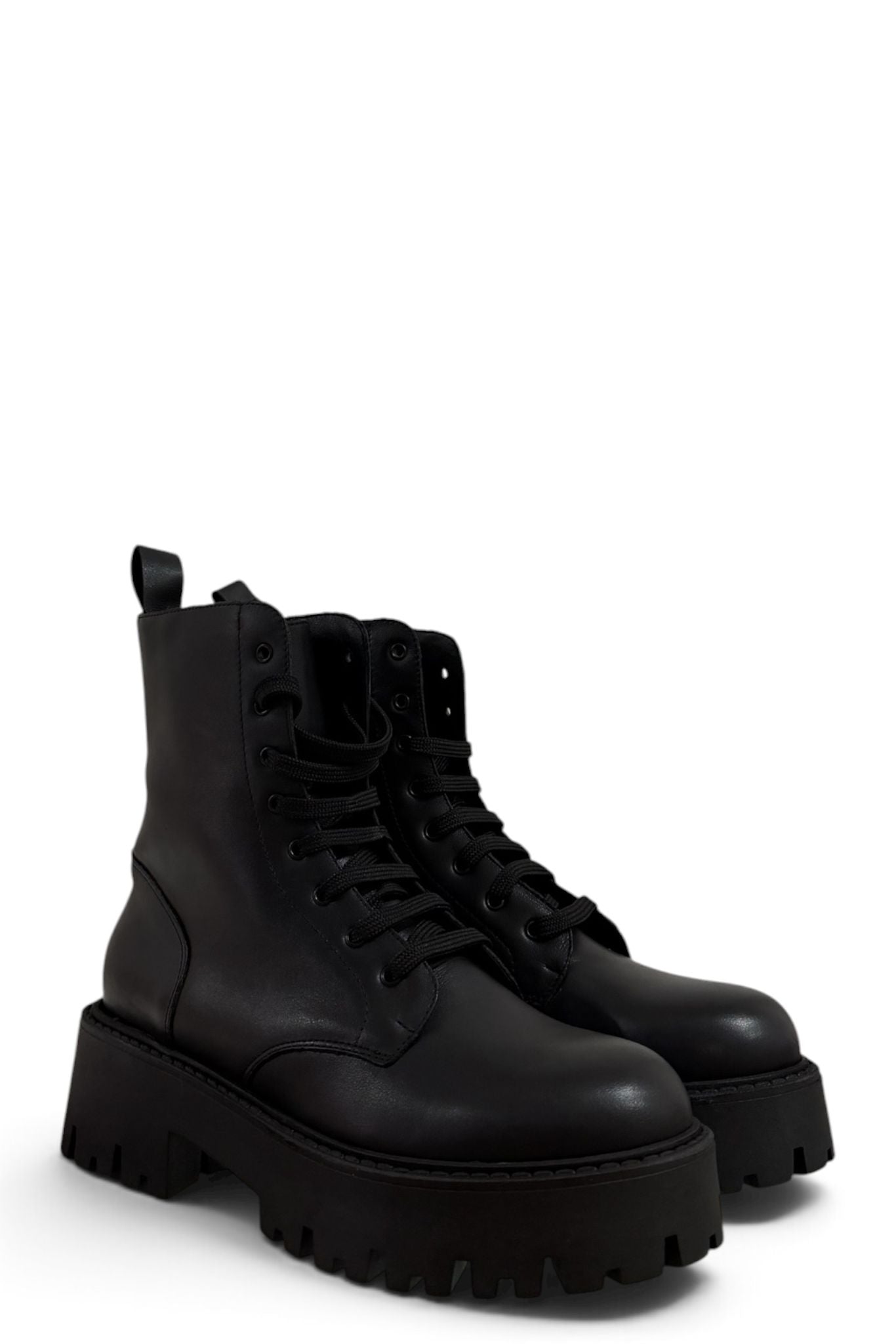 Anfibio basso con lacci in pelle nero - Noah