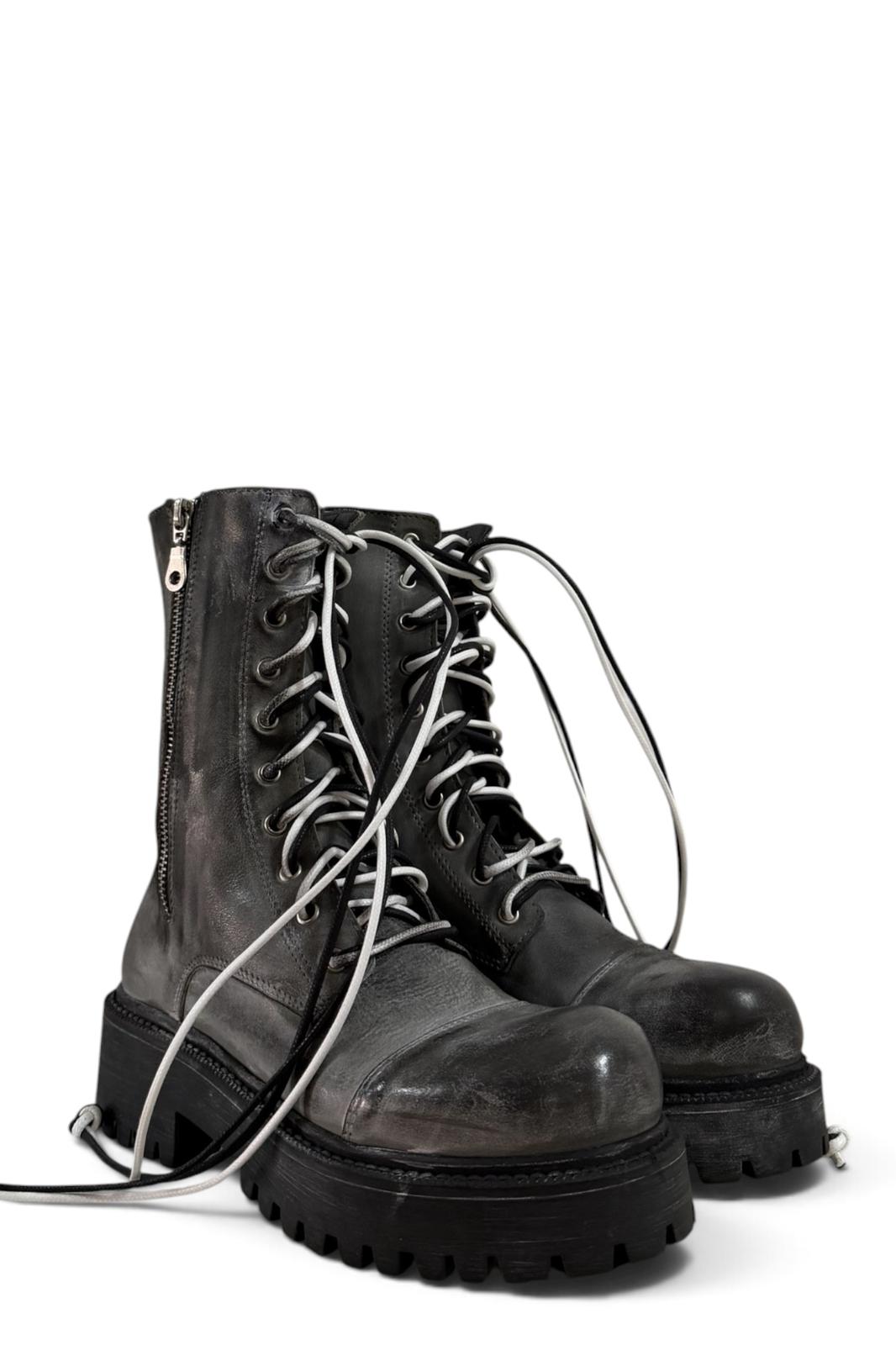 Bottines à double lacet en cuir noir - Royce