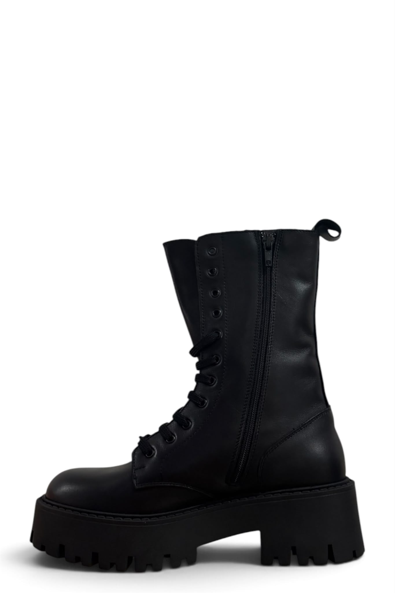 Anfibio con zip in pelle nero - Patty