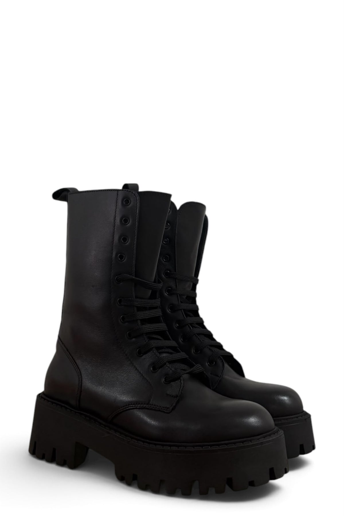 Anfibio con zip in pelle nero - Patty